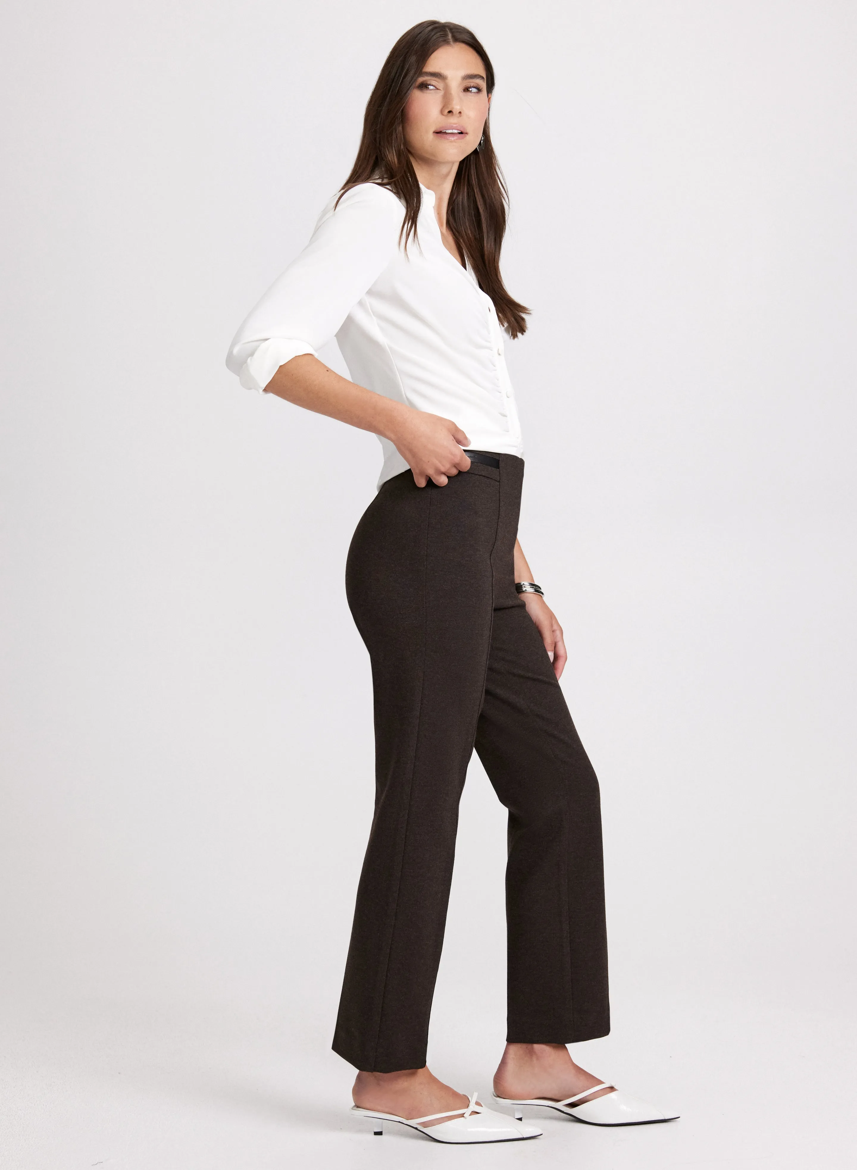 Sofia Vegan Leather Trim Straight-Leg Pants - Regular sold by Laura product image thumbnail 3