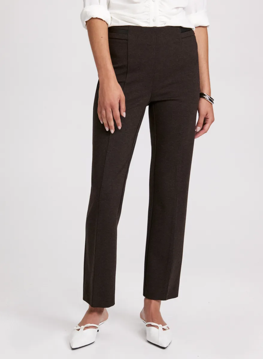 Sofia Vegan Leather Trim Straight-Leg Pants - Regular sold by Laura