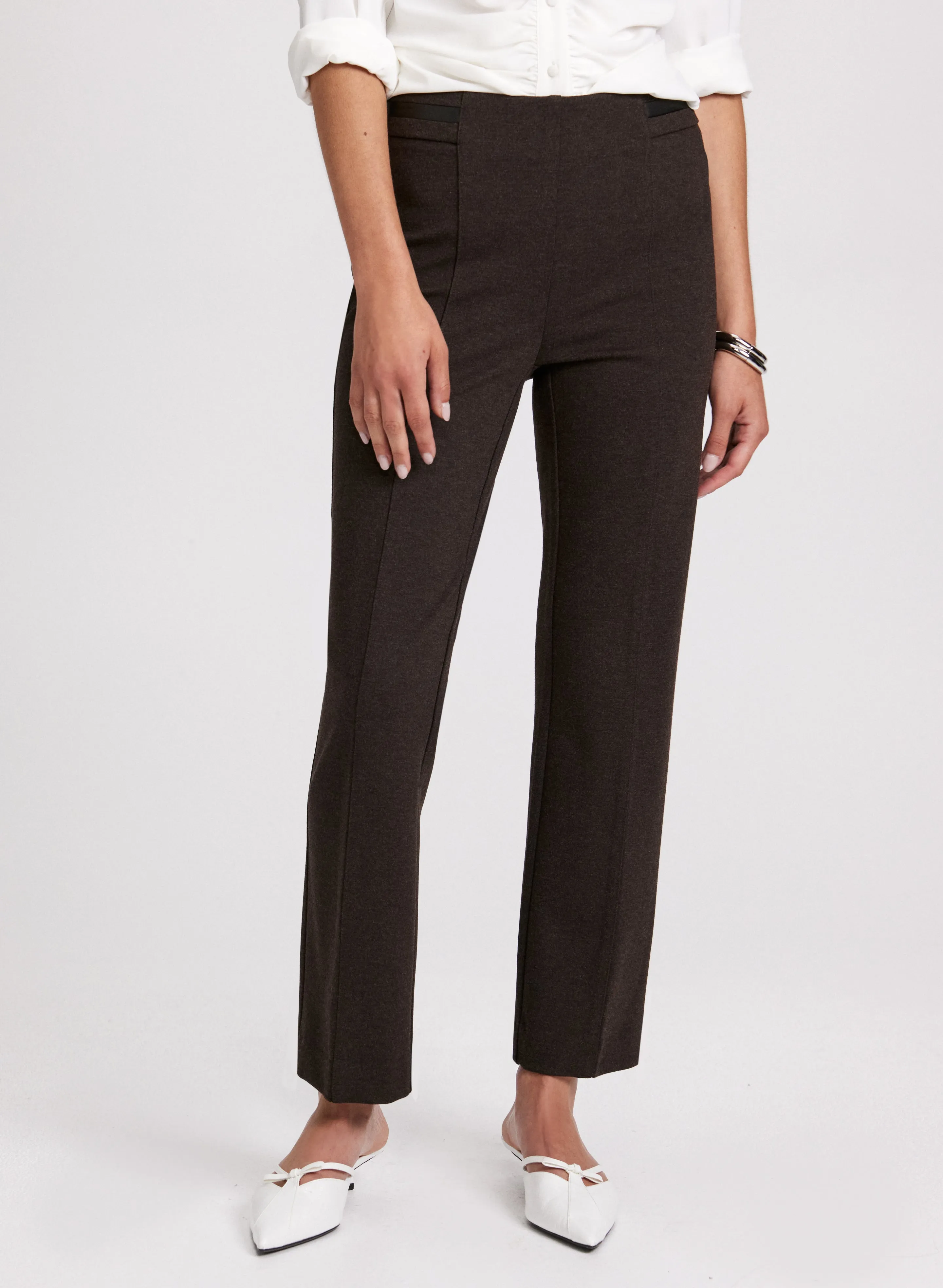 Sofia Vegan Leather Trim Straight-Leg Pants - Regular sold by Laura