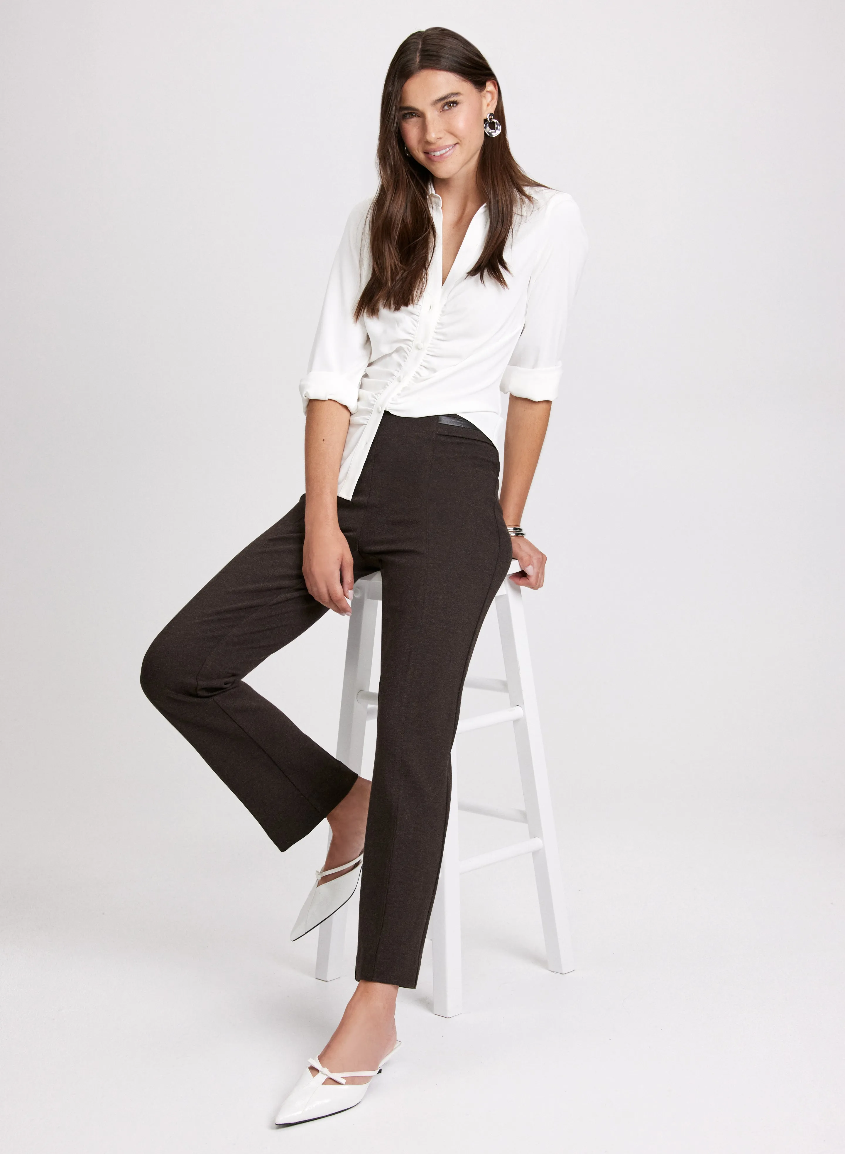 Sofia Vegan Leather Trim Straight-Leg Pants - Regular sold by Laura product image thumbnail 5