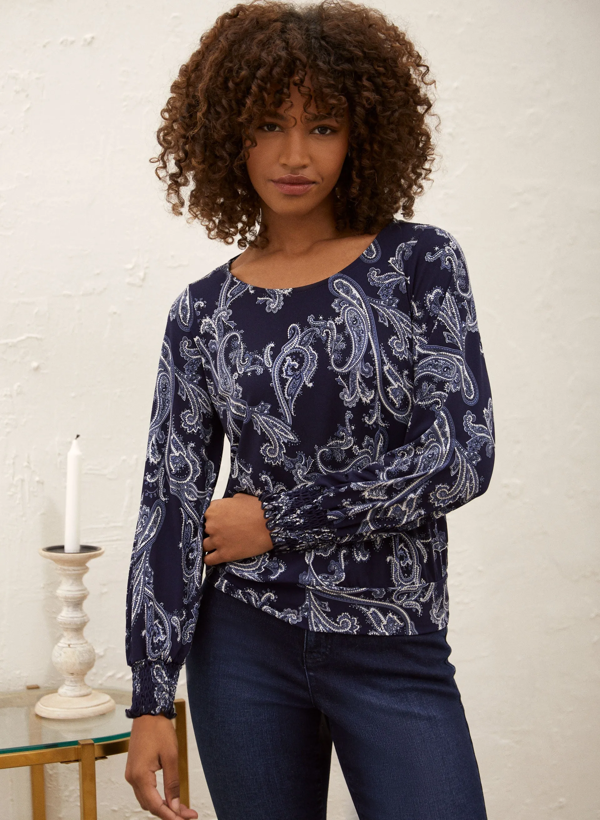 Paisley Print Ruffle Detail Top sold by Laura