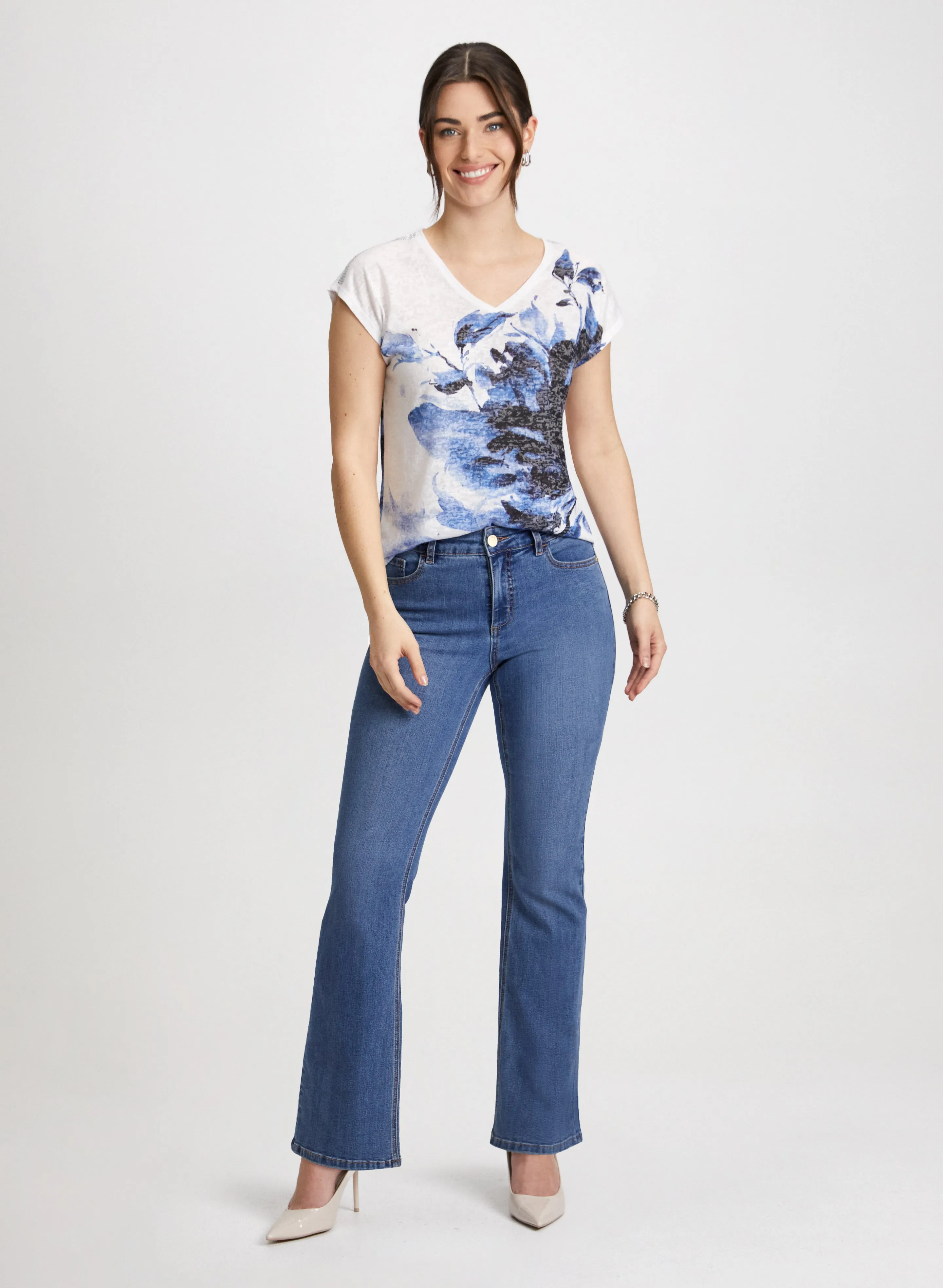 Floral Print T-Shirt & Bootcut Jeans sold by Laura