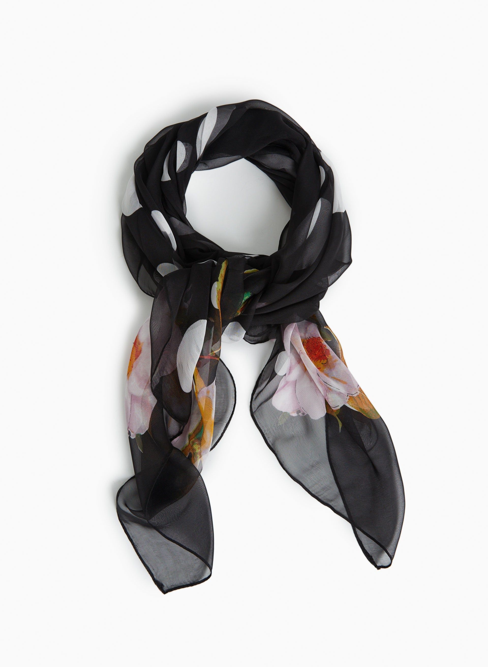 Dot & Flower Print Scarf sold by Laura