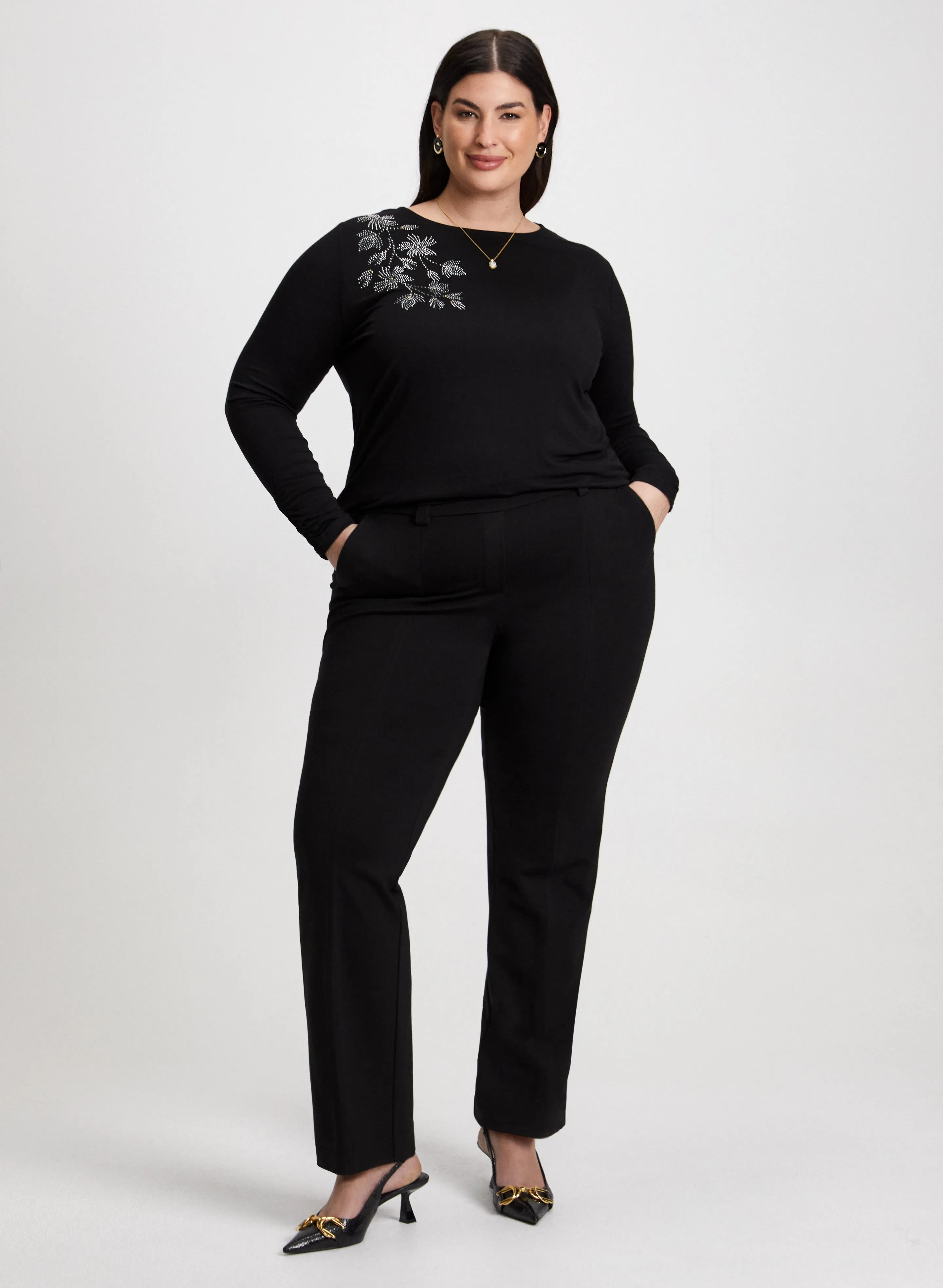 Appliqué Top & Straight Leg Pants sold by Laura