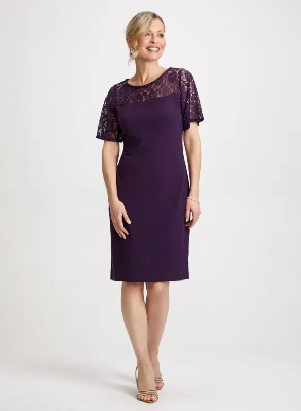 Illusion Neck Sequin Detail Dress sold by Laura