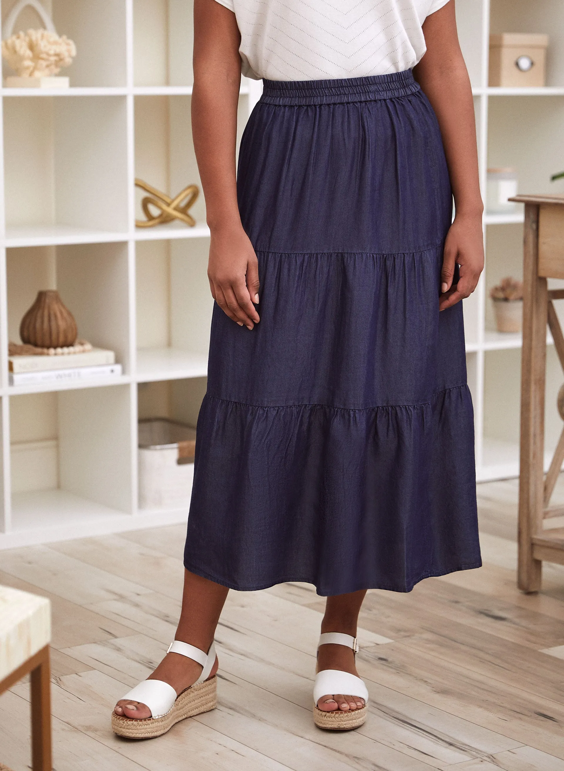 Tiered Tencel Maxi Skirt sold by Laura
