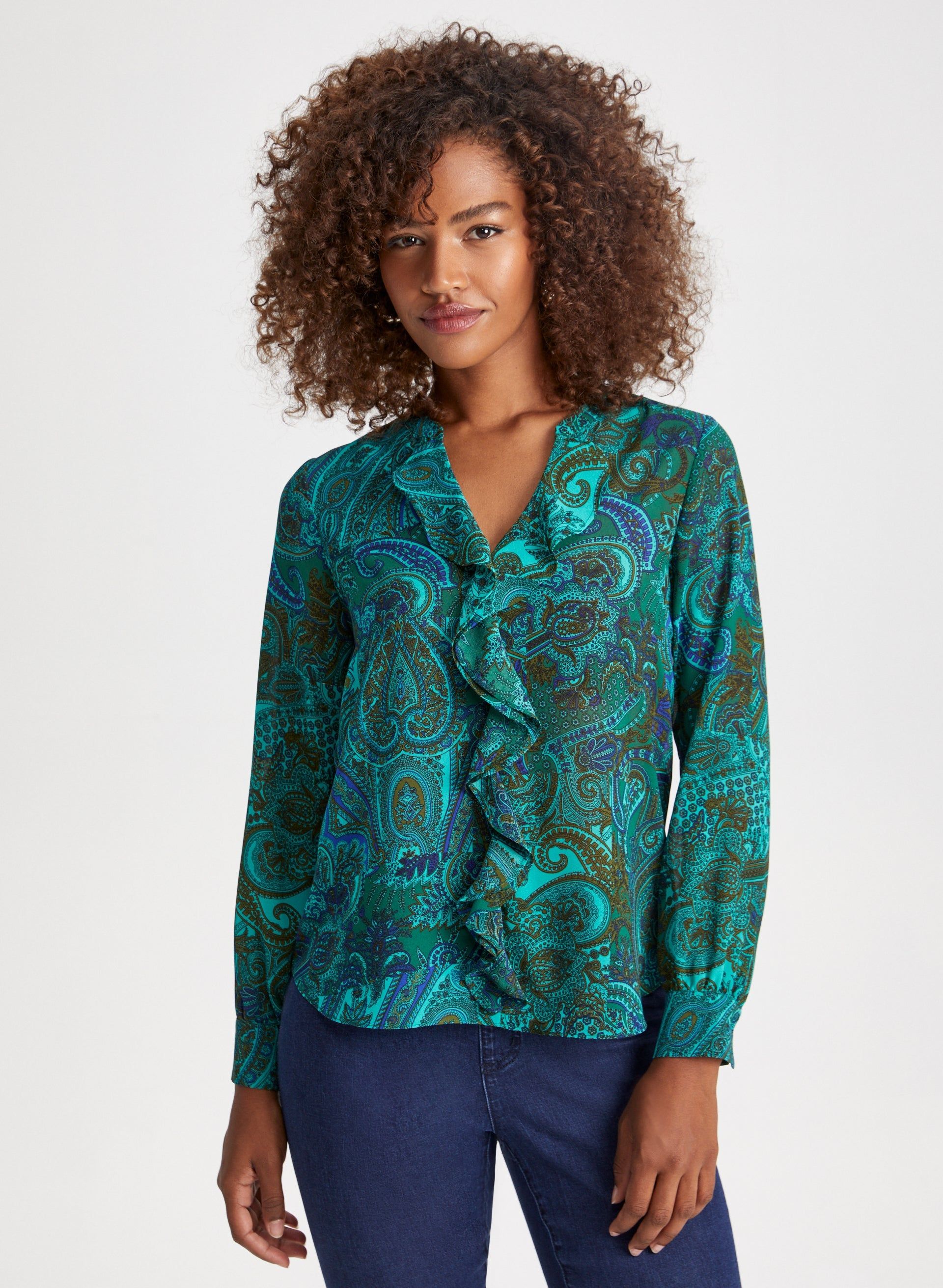 Paisley Print Ruffle Blouse sold by Laura product image thumbnail 5