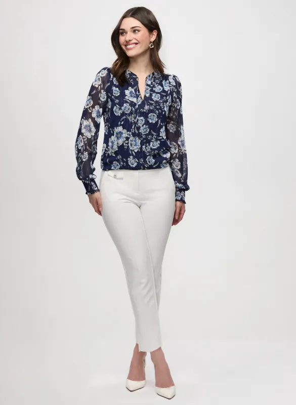 Jacquard Mixed Motif Blouse & Slim Leg Ankle Pants sold by Laura