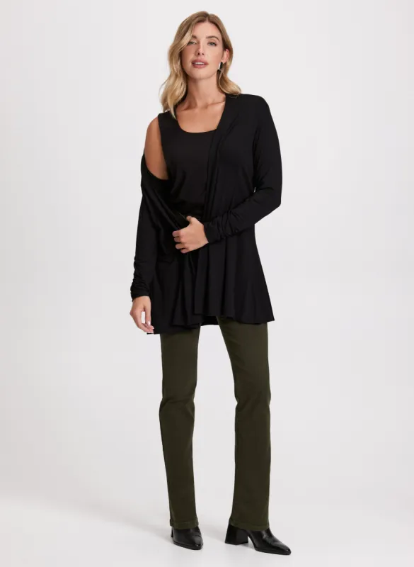 Open Front Top & Straight Leg Jeans sold by Laura