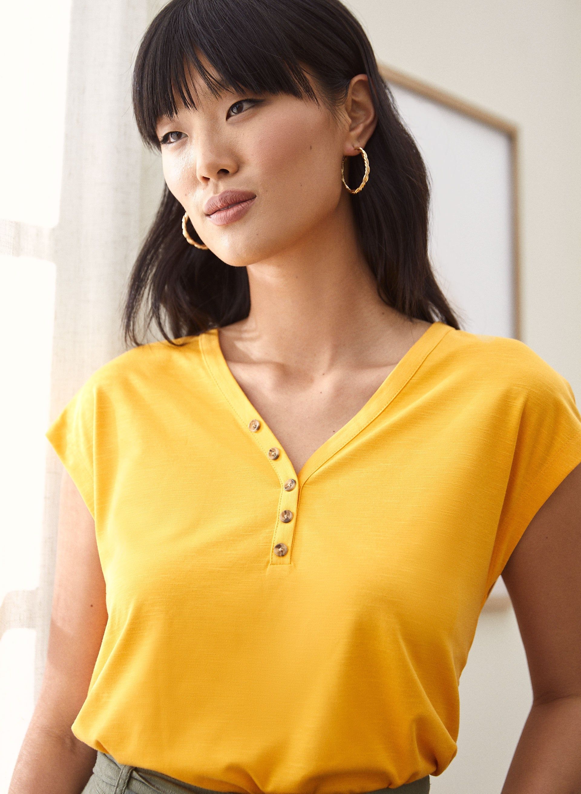 Drop Shoulder Henley Tee sold by Laura product image thumbnail 2