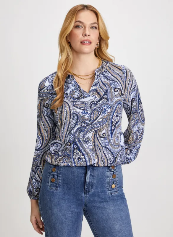 Split Neck Paisley Top sold by Laura
