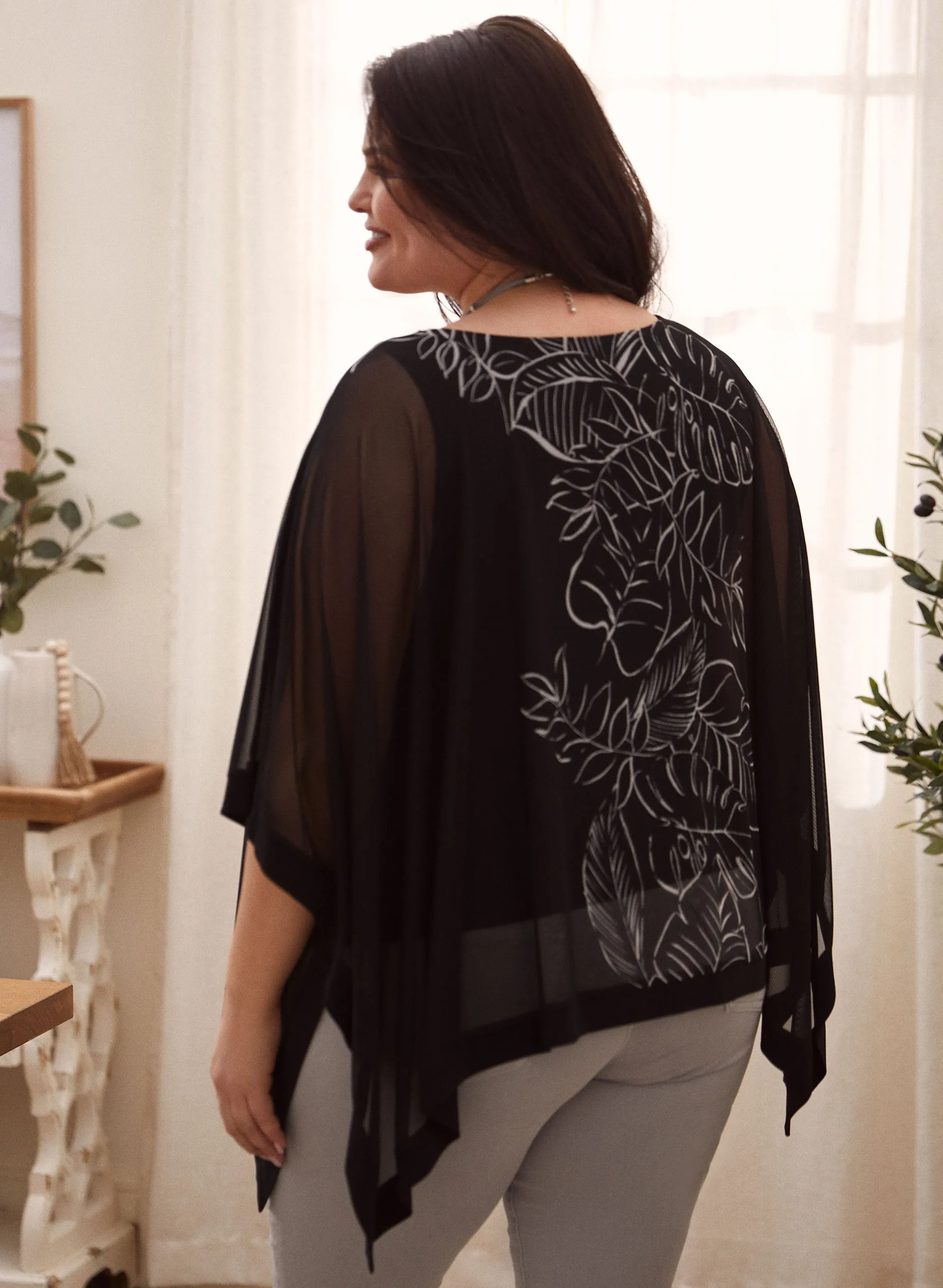 Joseph Ribkoff - Leaf Print Poncho Top sold by Laura product image thumbnail 4