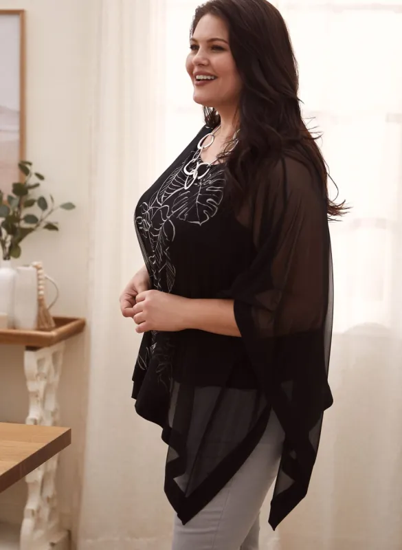 Joseph Ribkoff - Leaf Print Poncho Top sold by Laura