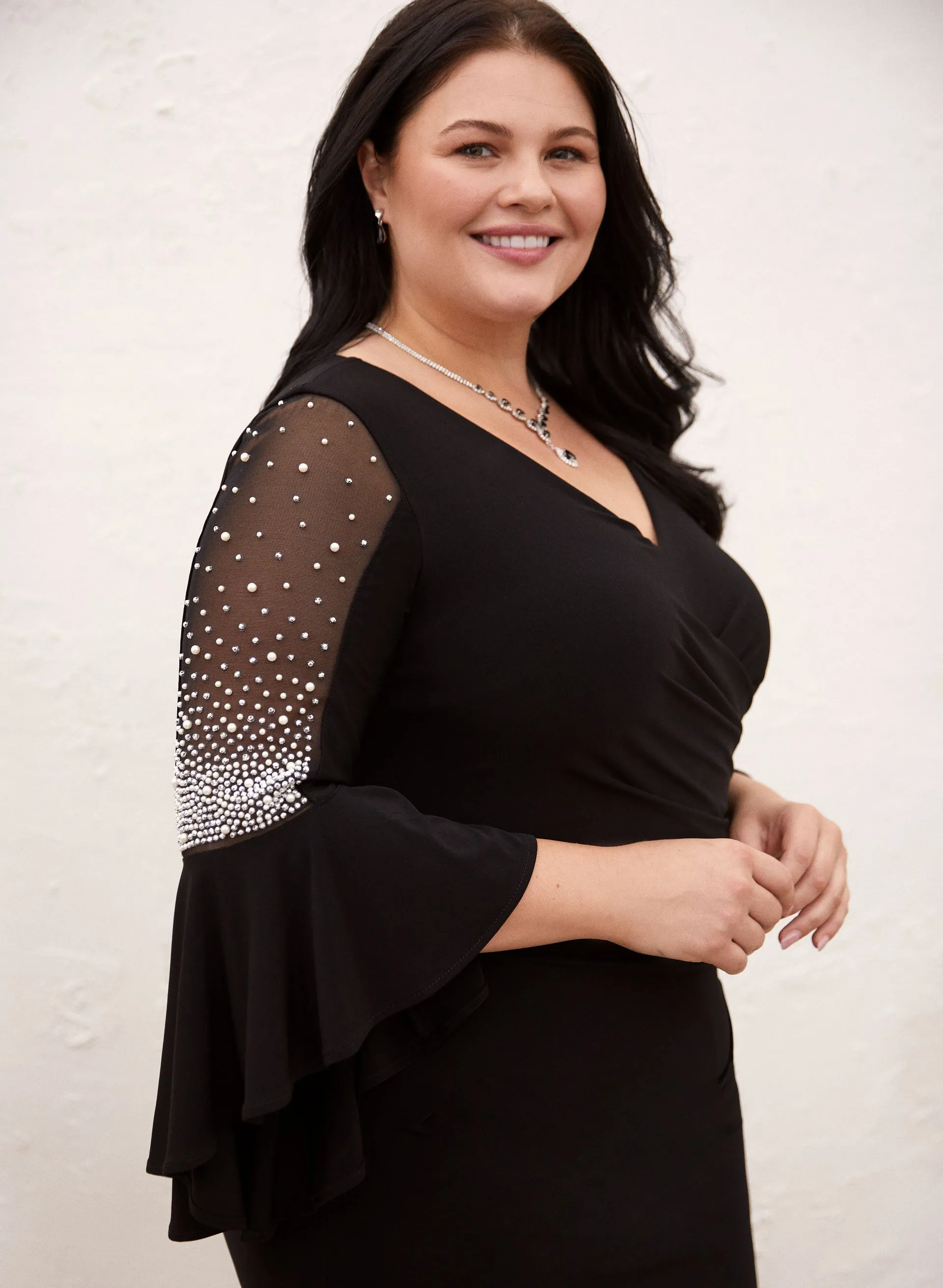 Joseph Ribkoff - Flounce Sleeve Pearl Detail Dress sold by Laura product image thumbnail 3