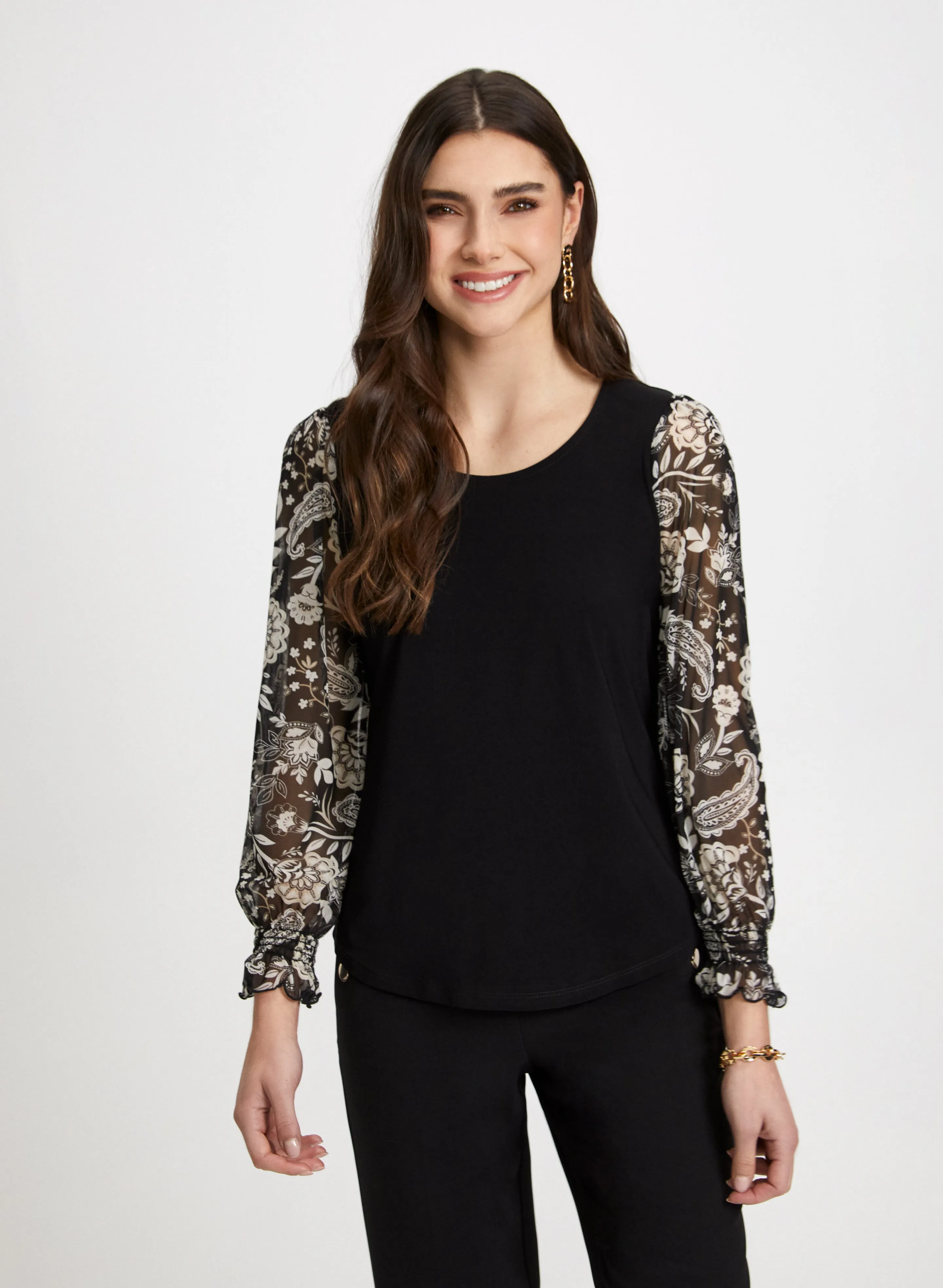 Paisley Mesh Sleeve Top sold by Laura