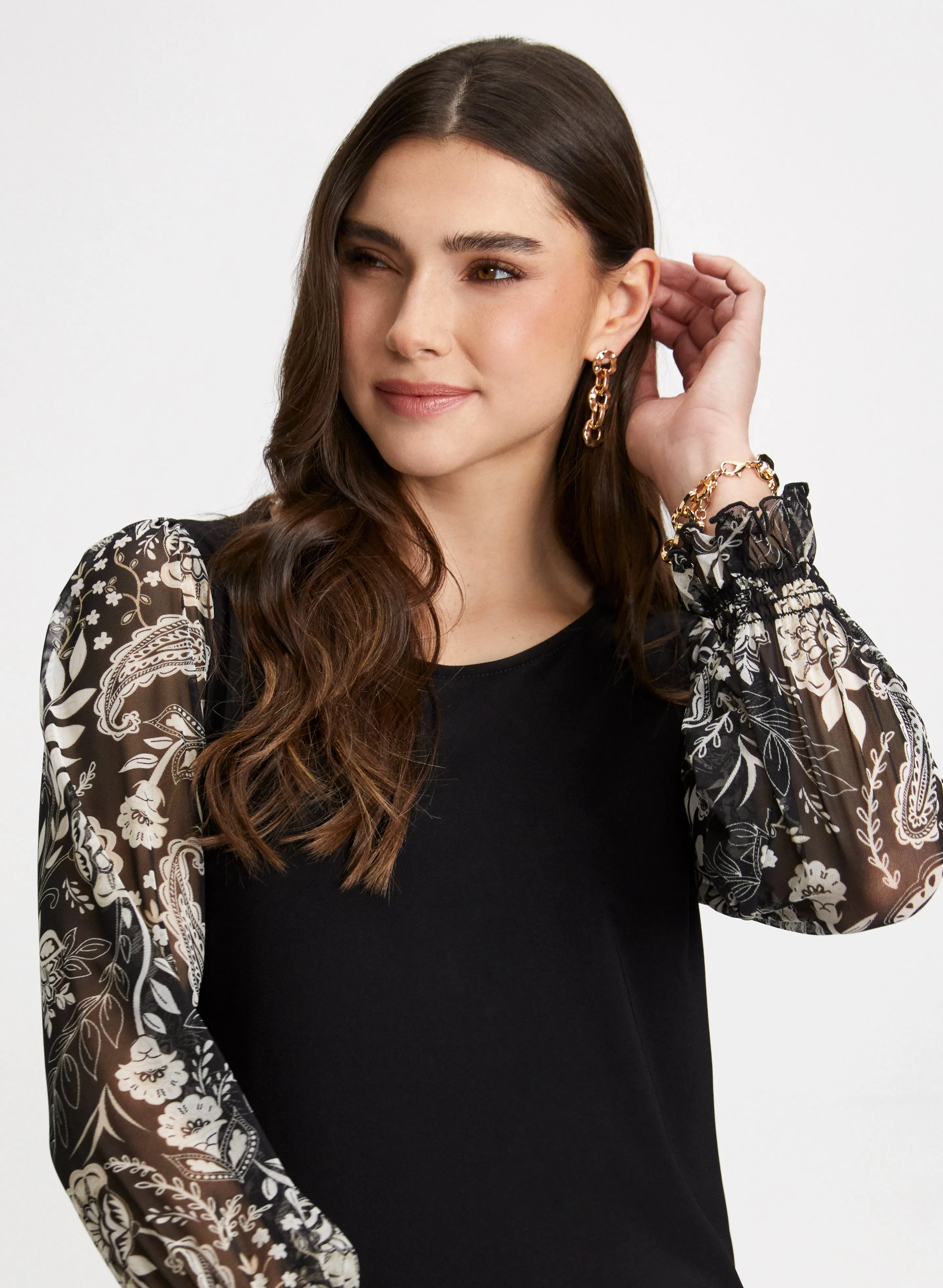 Paisley Mesh Sleeve Top sold by Laura product image thumbnail 2