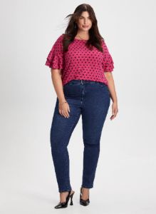 Dot Print Ruffle Sleeve Top sold by Laura