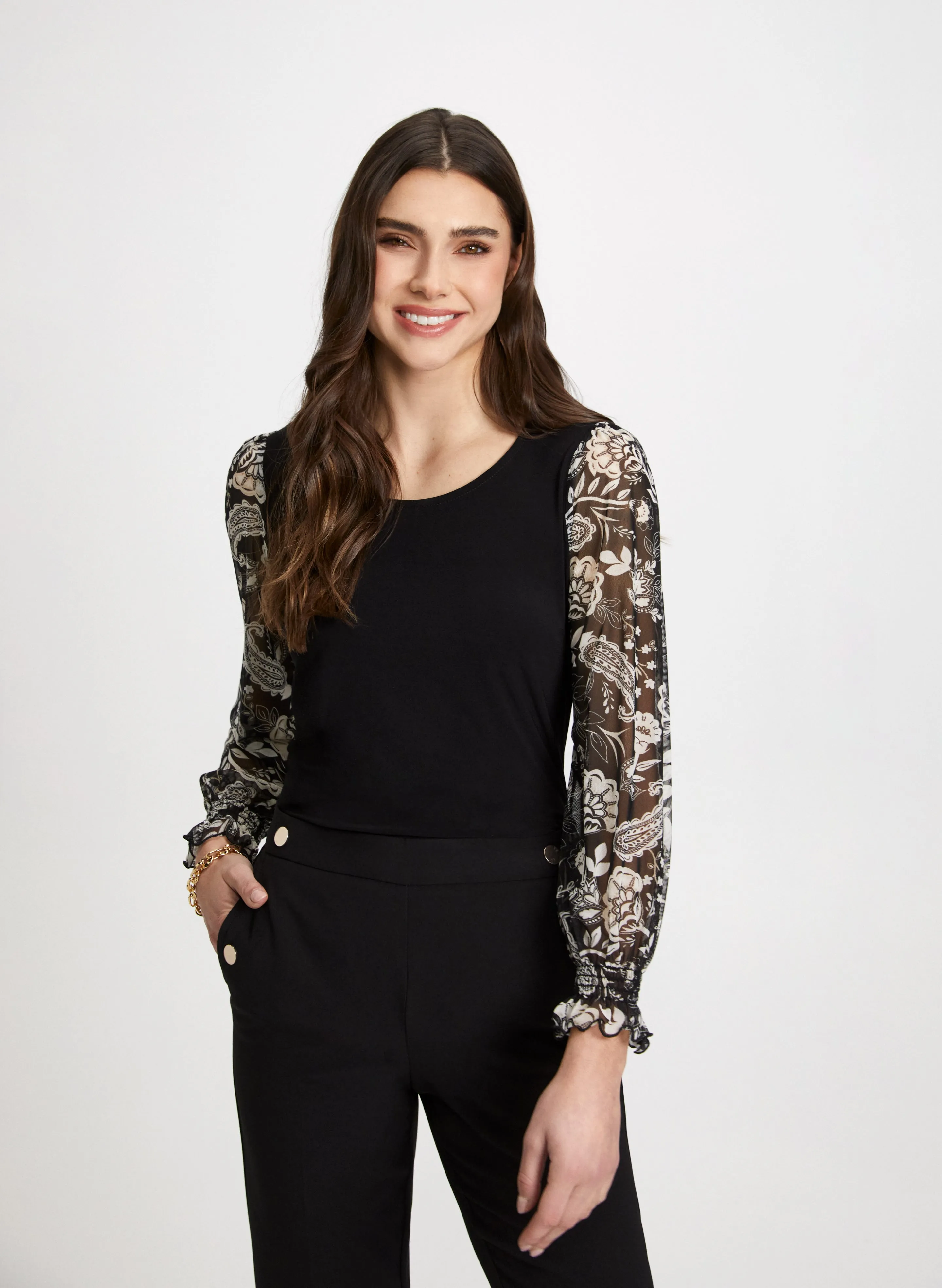 Paisley Mesh Sleeve Top sold by Laura product image thumbnail 5