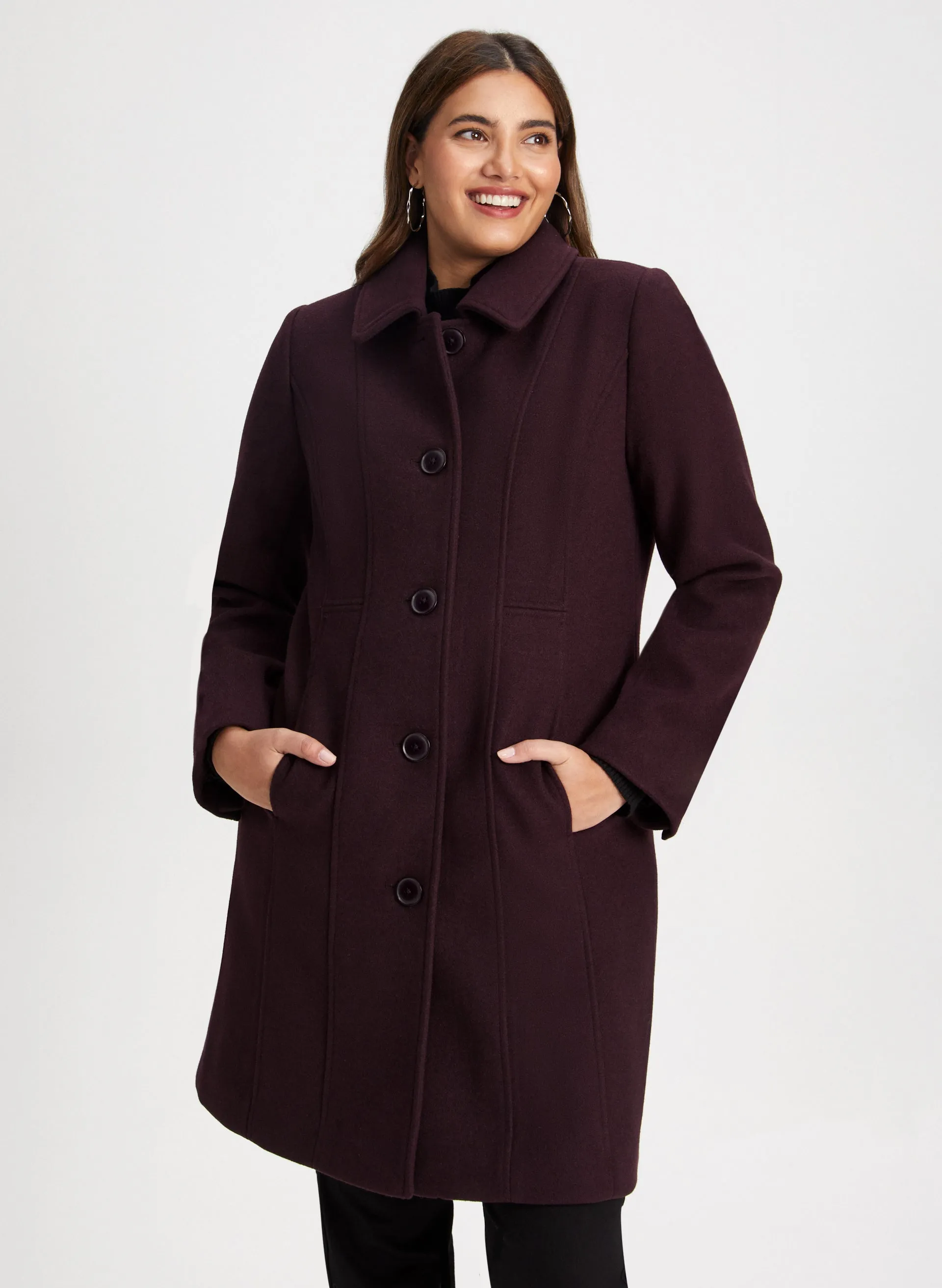 Stretch Wool Blend Coat sold by Laura