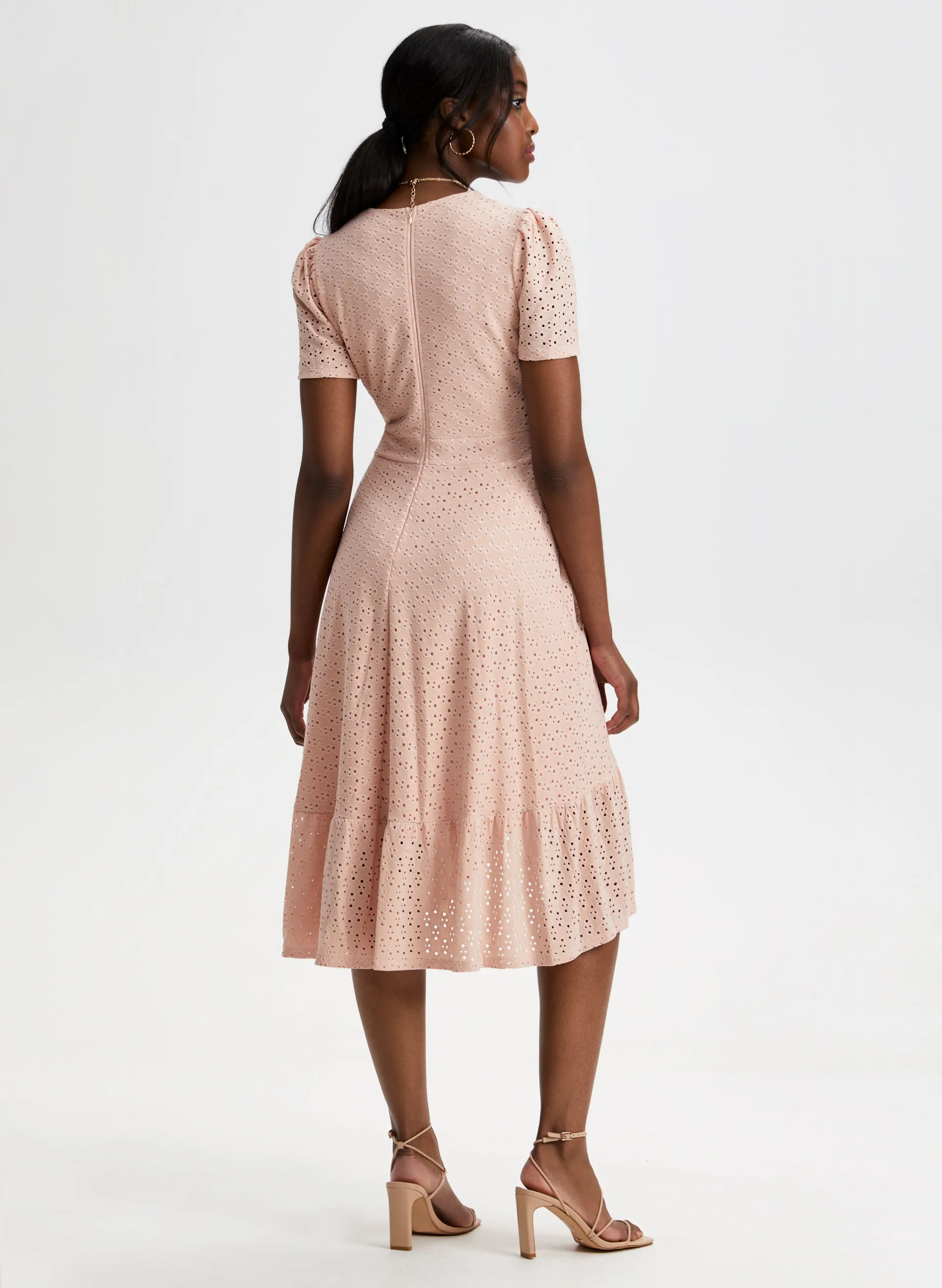 Eyelet Motif Faux-Wrap Dress sold by Laura product image thumbnail 2