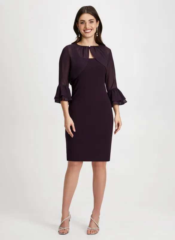 Sequin Clutch & Sheer Bolero & Sleeveless Dress Set sold by Laura