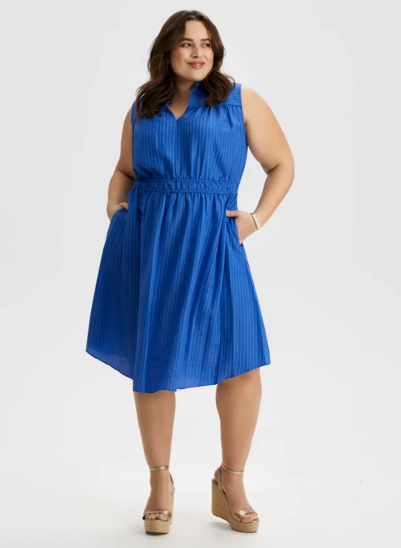 Stripe Print Split Neck Dress sold by Laura