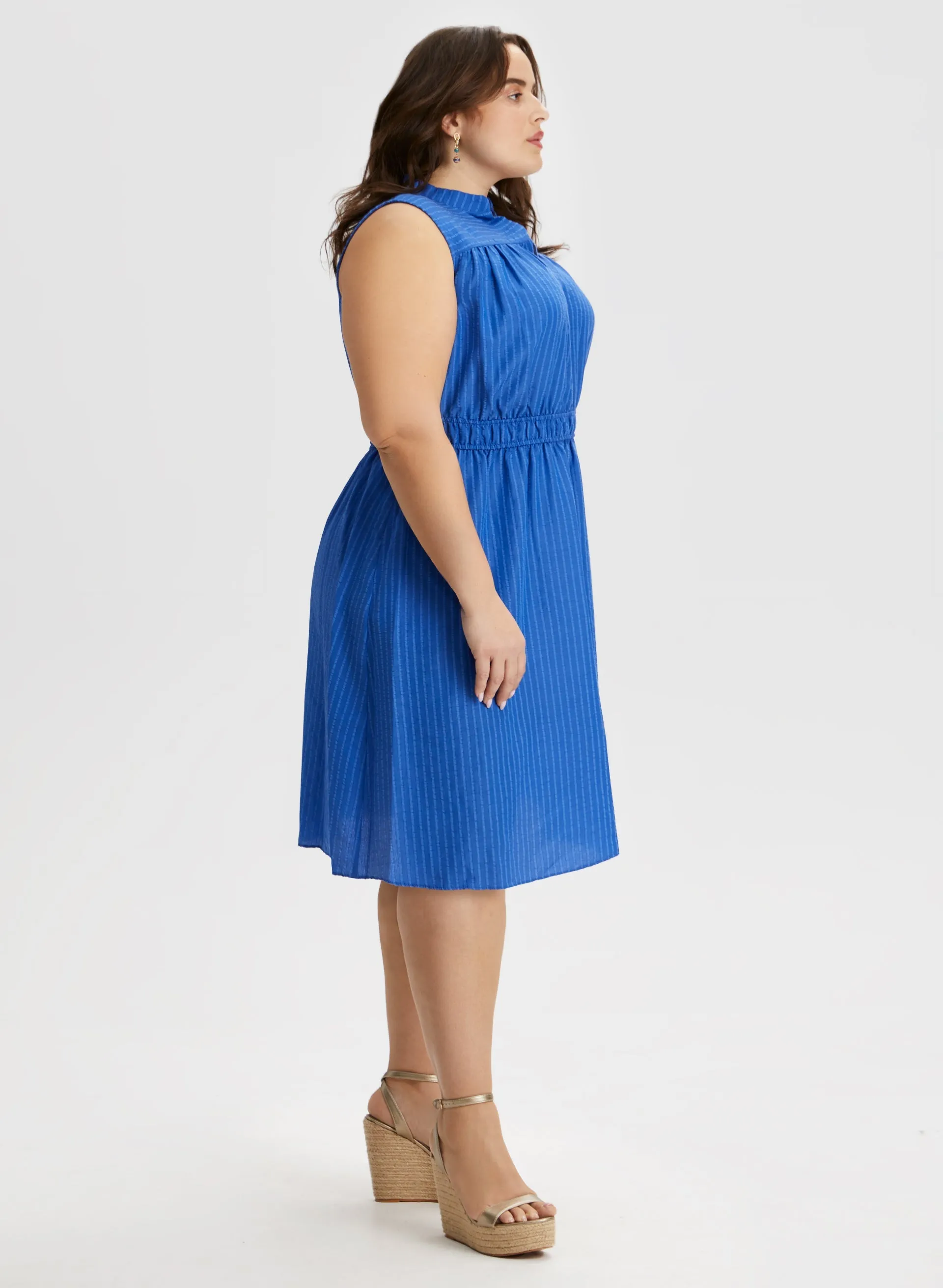 Stripe Print Split Neck Dress sold by Laura product image thumbnail 3