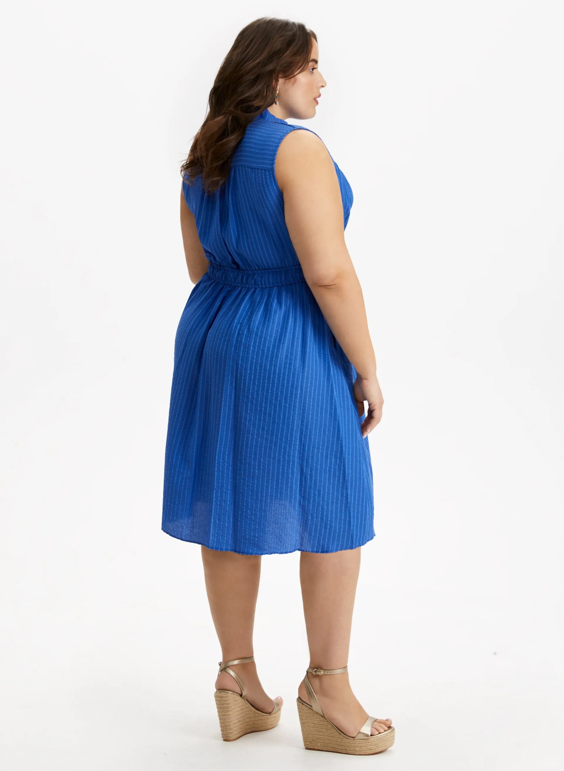 Stripe Print Split Neck Dress sold by Laura product image thumbnail 2