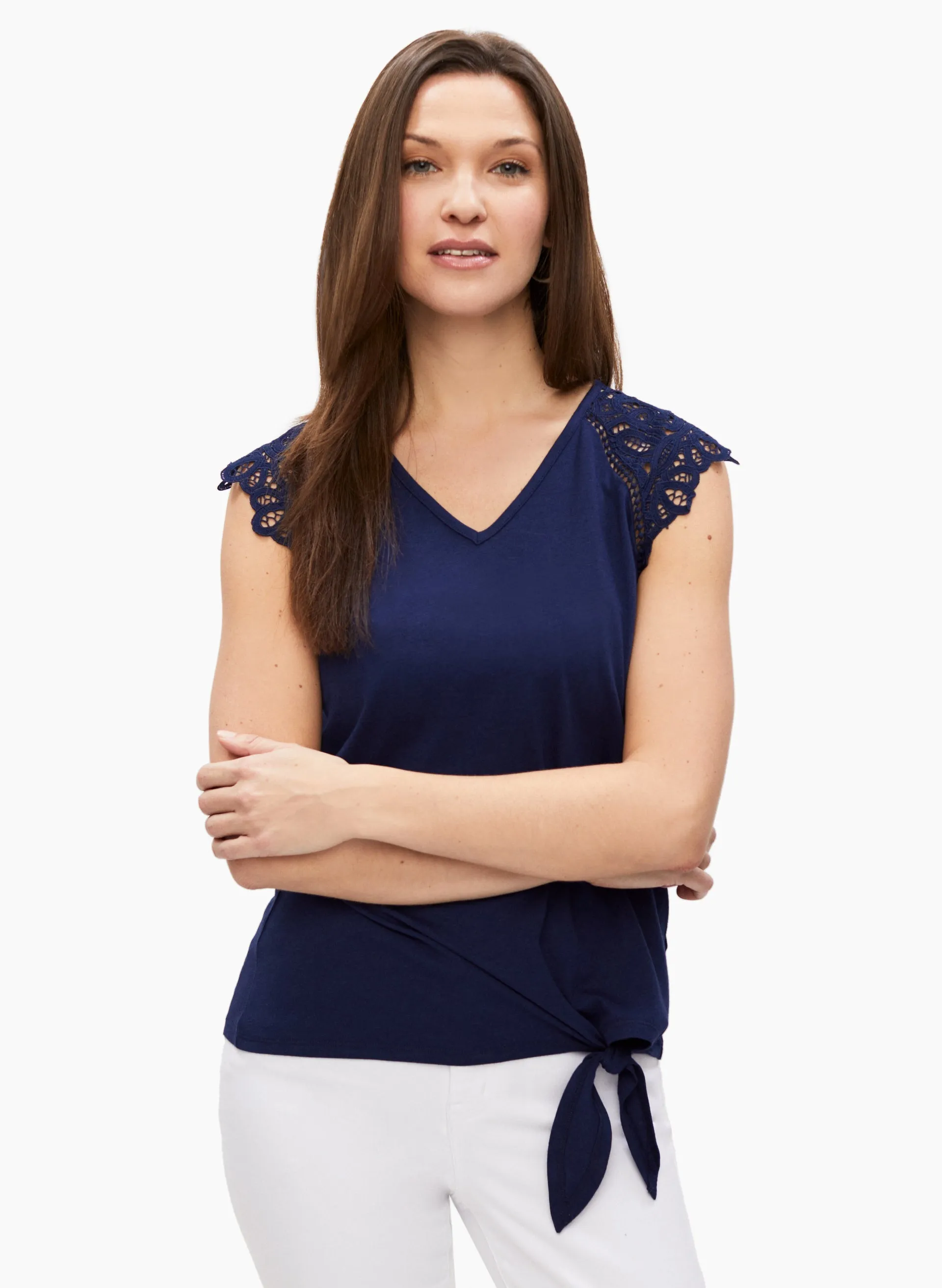 Lace Cap Sleeve T-Shirt sold by Laura