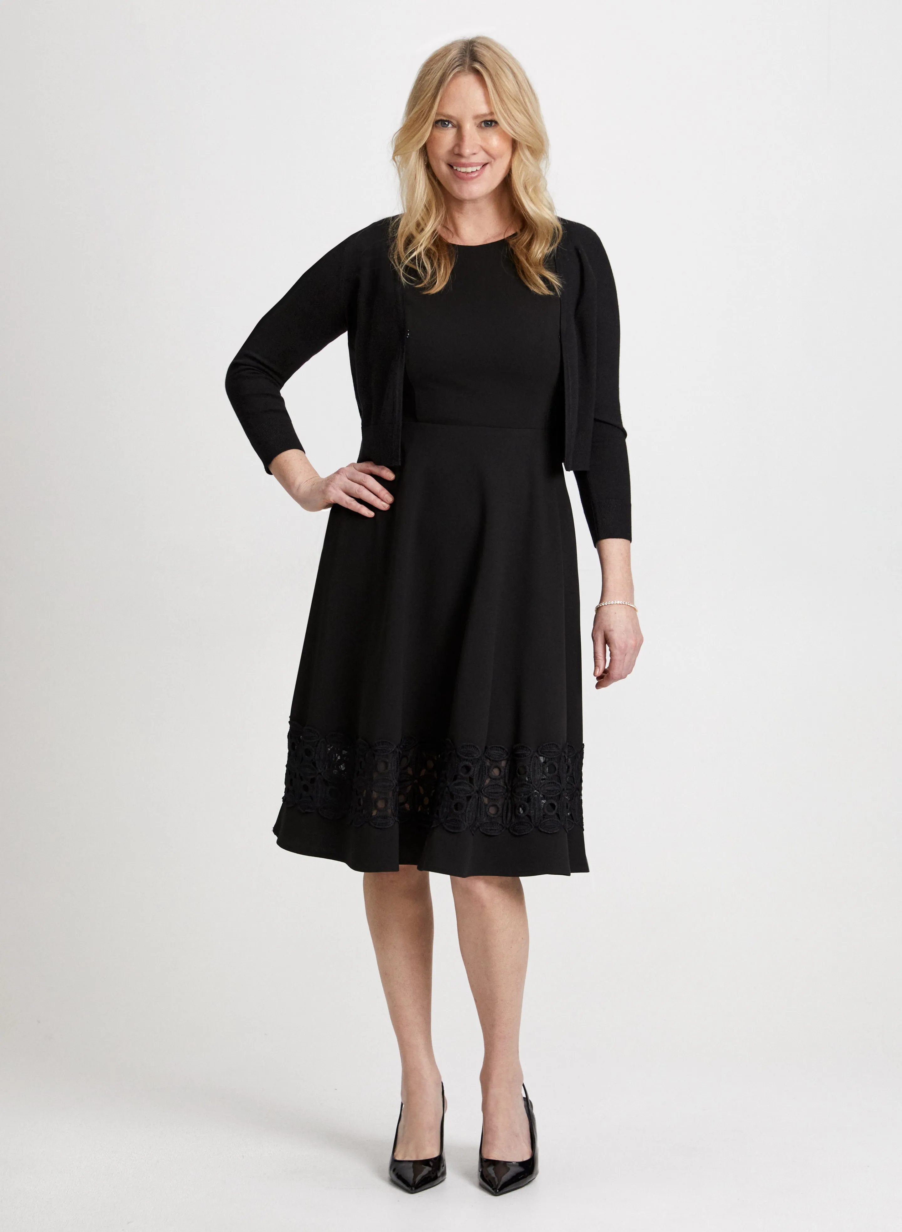 Bolero & Lace Trim Dress sold by Laura