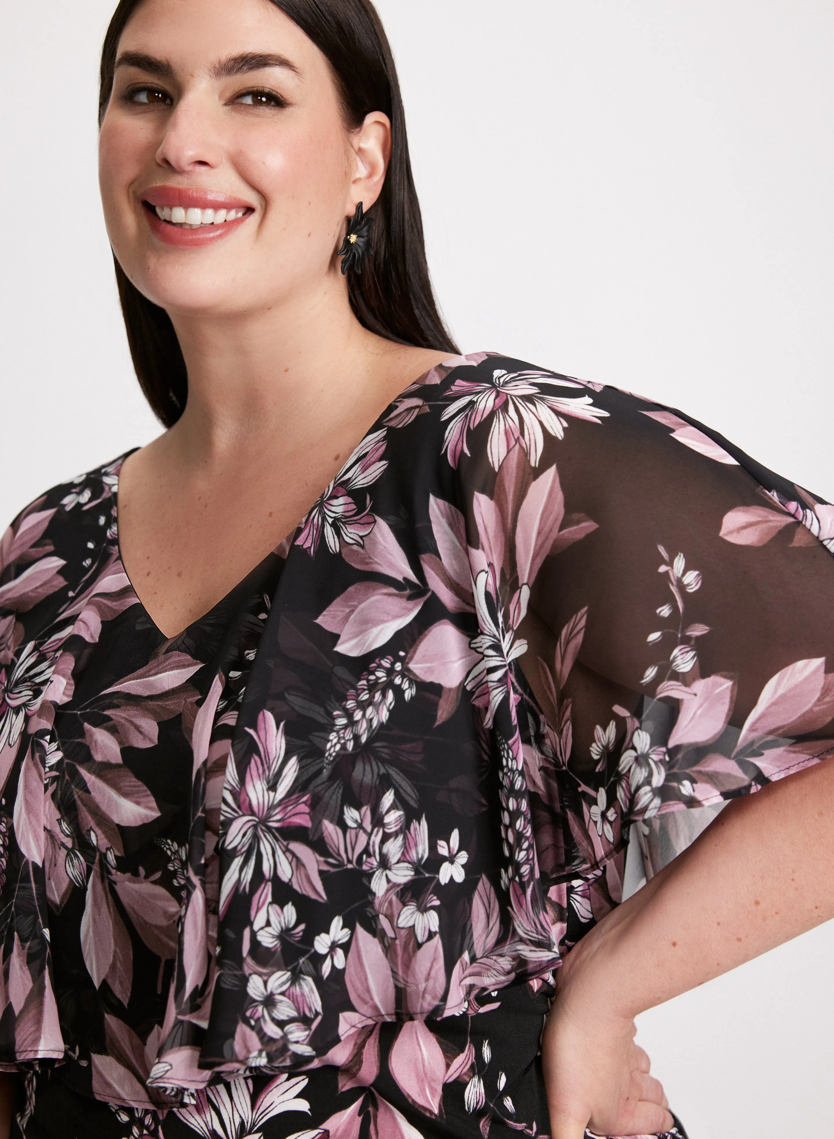 Ruffled Floral Cocktail Dress sold by Laura product image thumbnail 4