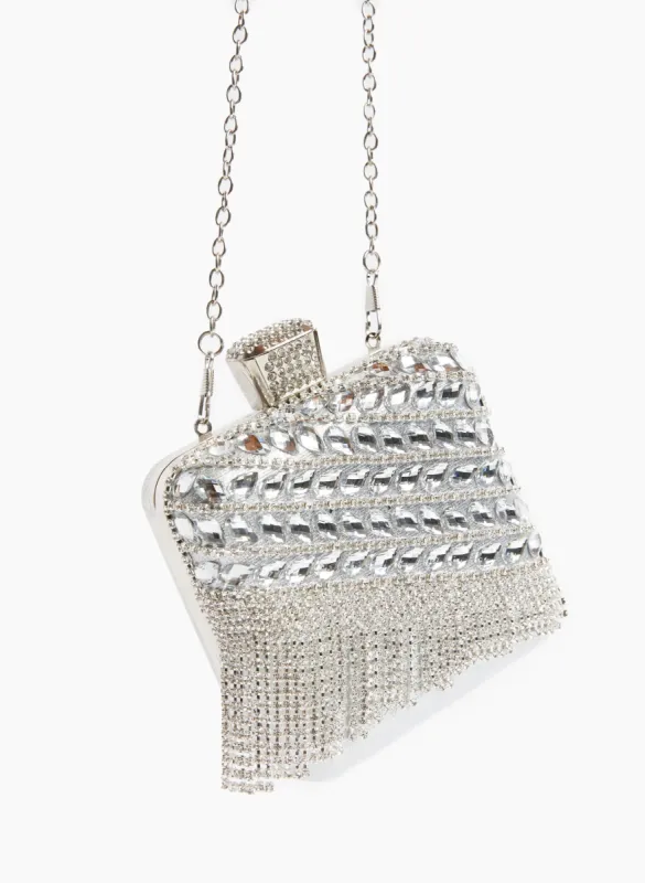 Square Crystal Cascade Clutch sold by Laura