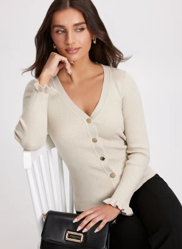 Button-Up V-Neck Cardigan sold by Laura