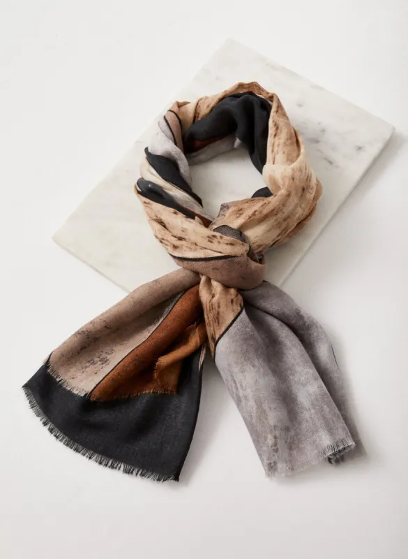 Abstract Print Colour Block Scarf sold by Laura