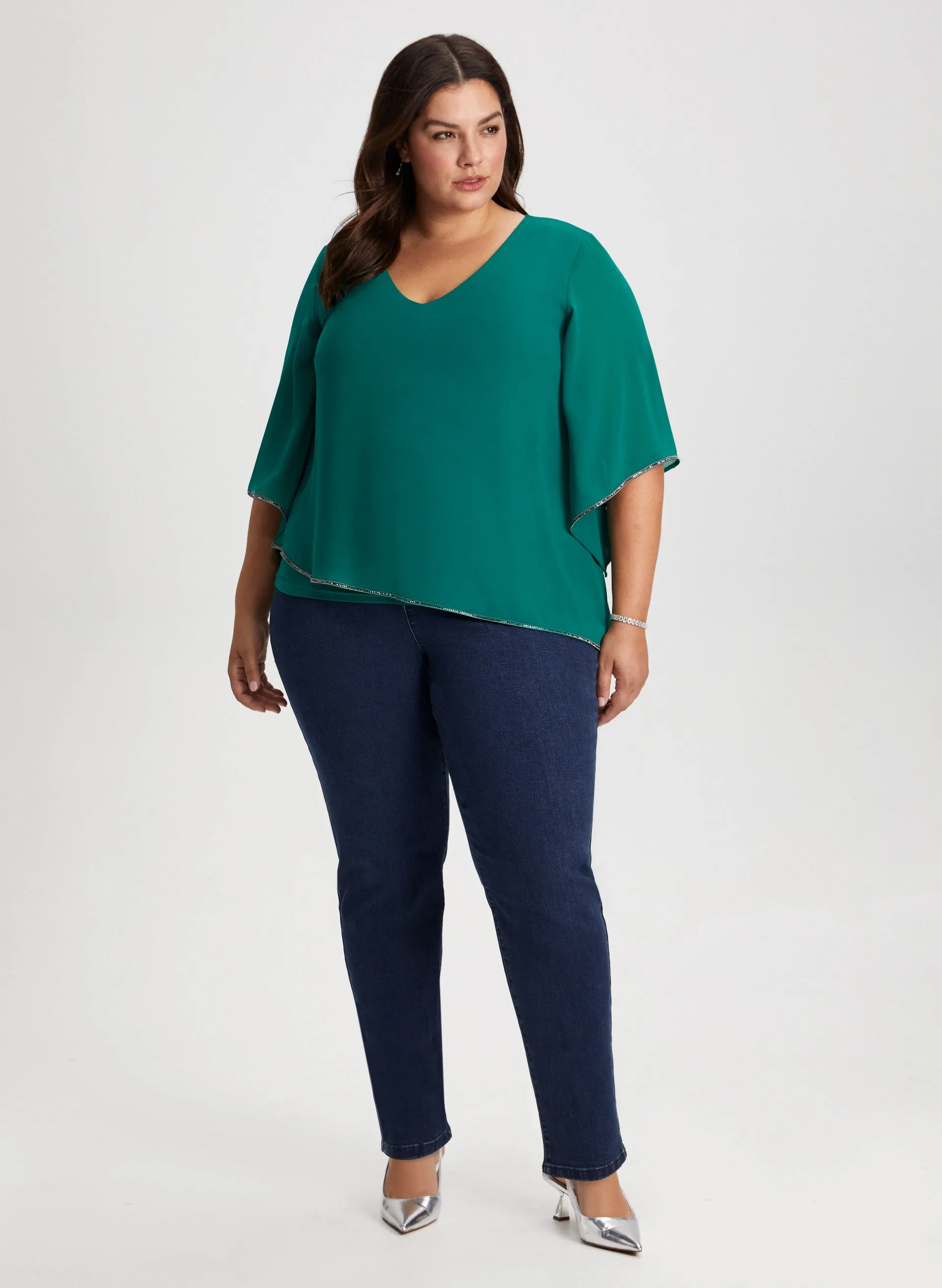 Joseph Ribkoff - Rhinestone Trim Poncho Top sold by Laura product image thumbnail 4