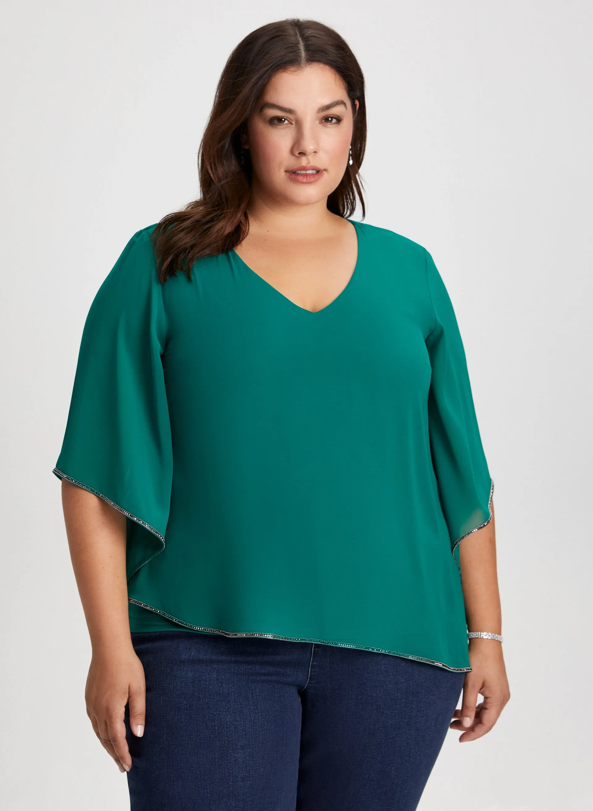 Joseph Ribkoff - Rhinestone Trim Poncho Top sold by Laura
