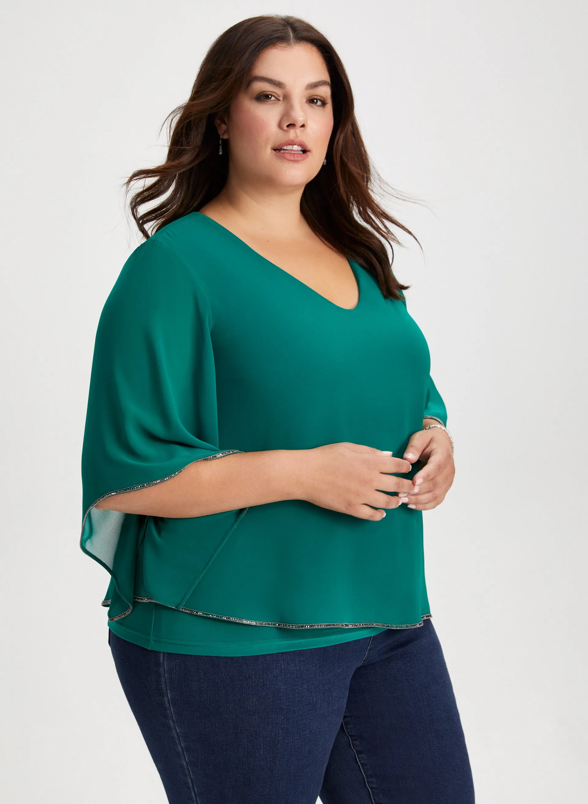 Joseph Ribkoff - Rhinestone Trim Poncho Top sold by Laura product image thumbnail 5