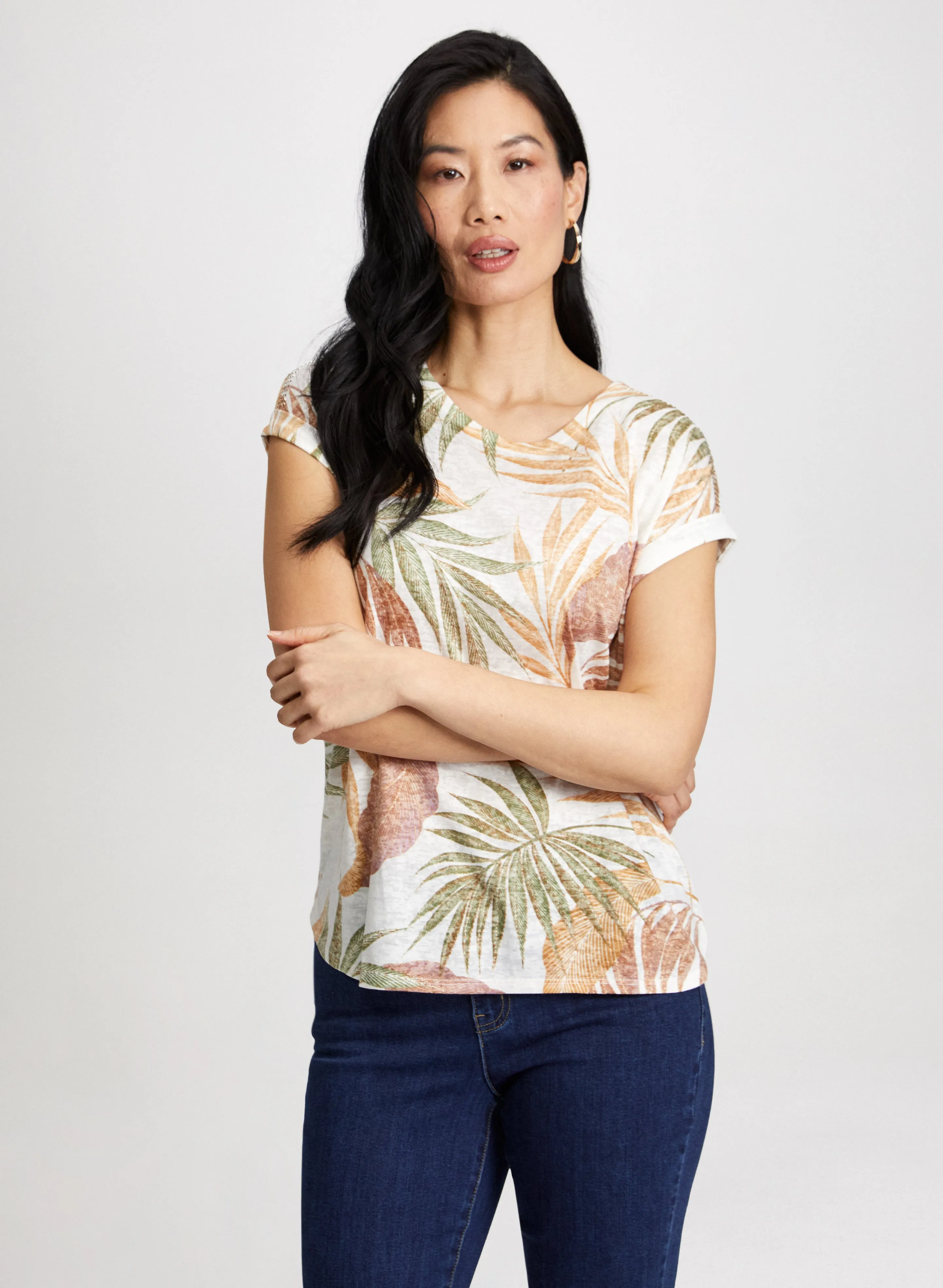 Tropical Print Burnout Tee sold by Laura product image thumbnail 5