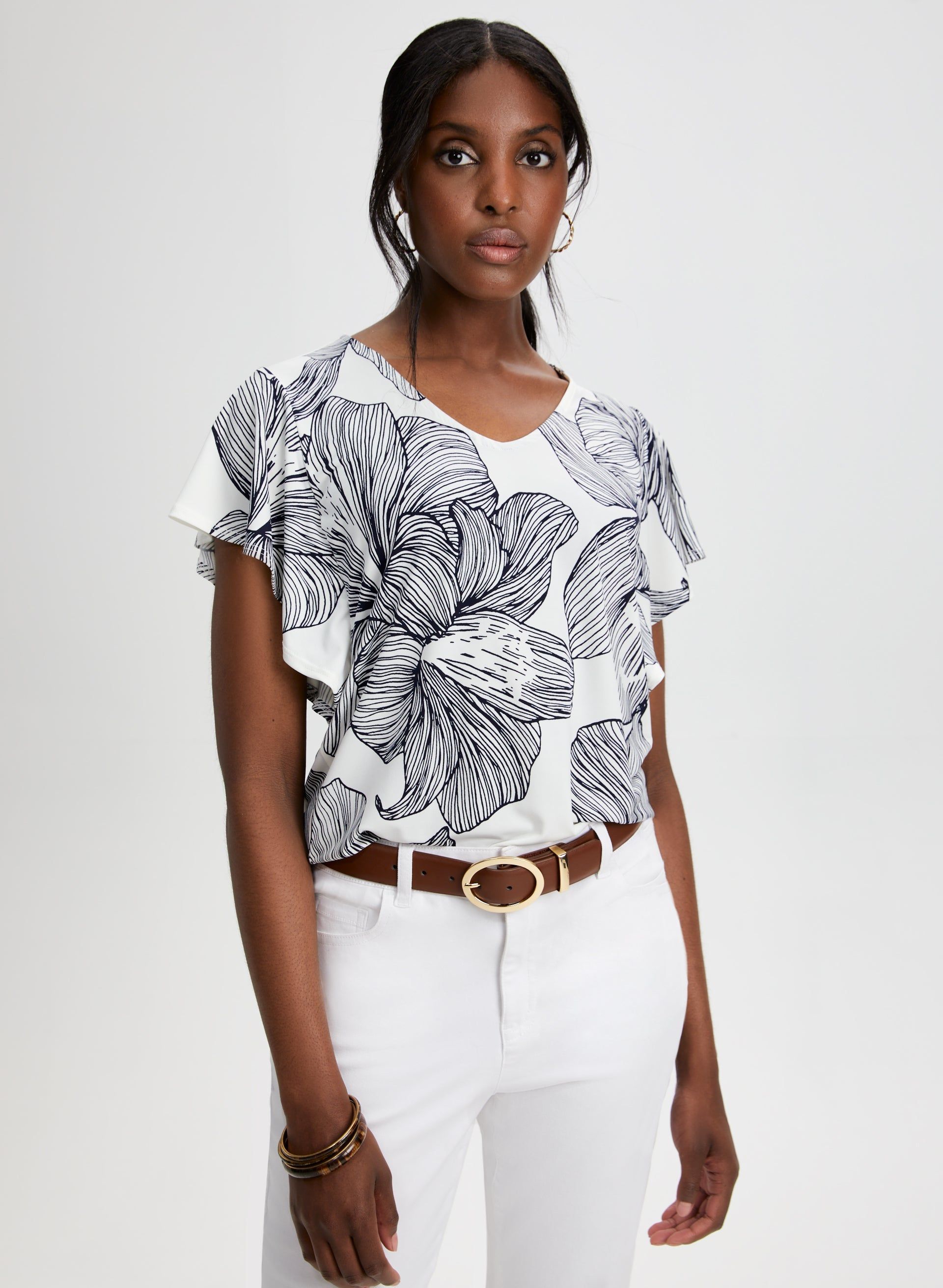 Floral Print Short Sleeve Top sold by Laura