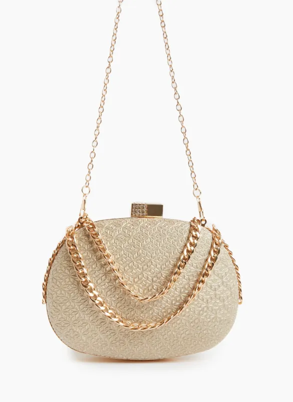 Oval Chain Link Detail Clutch sold by Laura