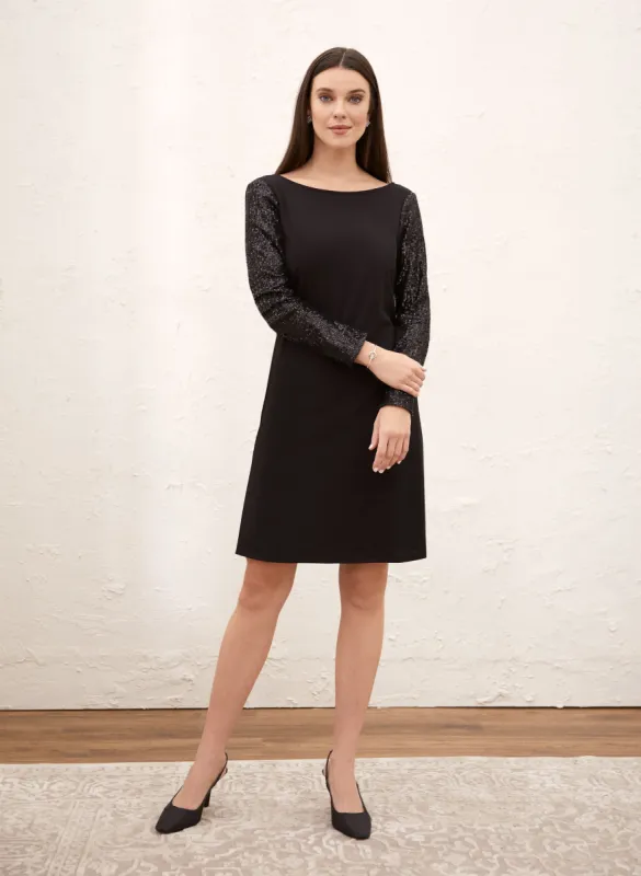 Sequin Sleeve A-Line Dress sold by Laura