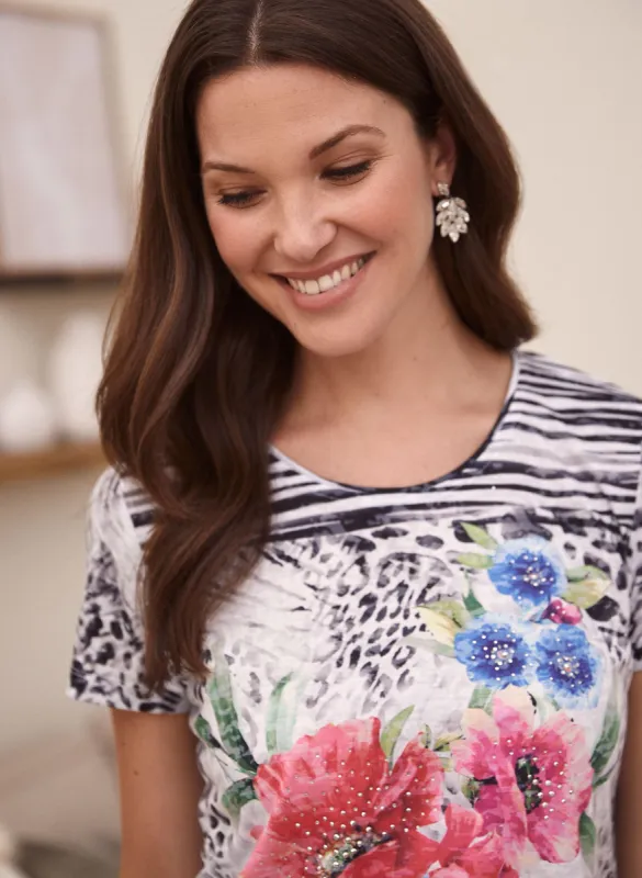 Floral & Animal Print Top sold by Laura