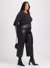 Polka Dot Flutter Sleeve Top & Vegan Leather Wide-Leg Pants sold by Laura