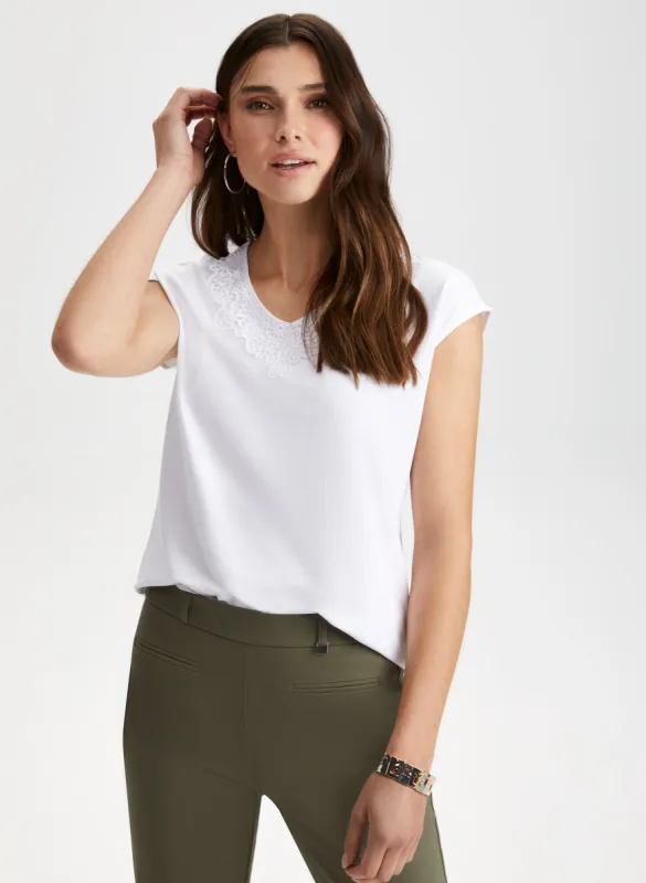 Lace Trim Tee sold by Laura