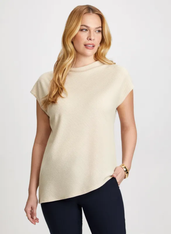 Asymmetric Funnel Neck Top sold by Laura