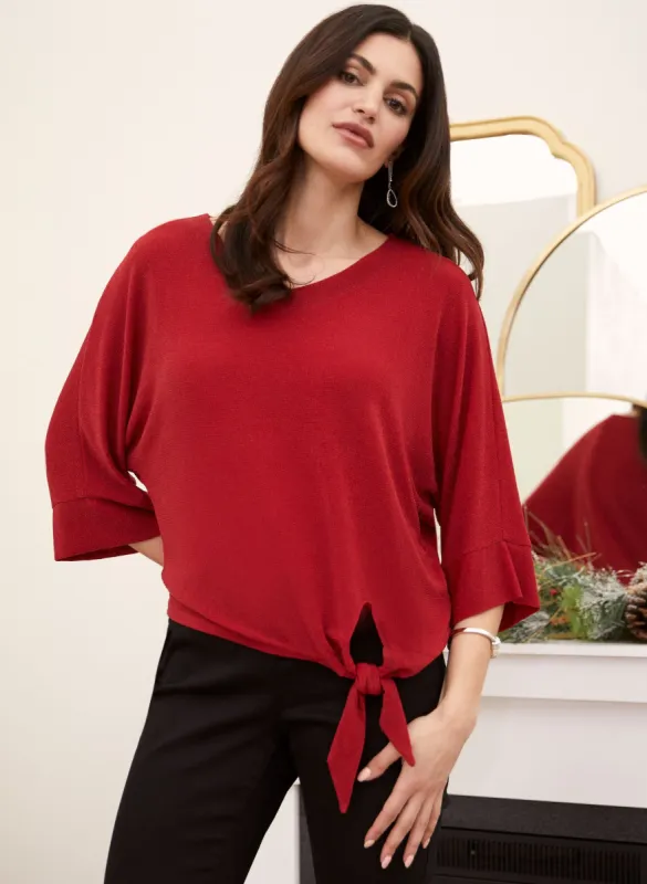 Tie Detail 3/4 Sleeve Top sold by Laura