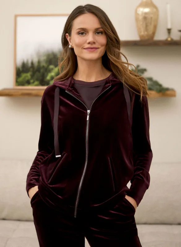 Zip Front Velour Hoodie sold by Laura