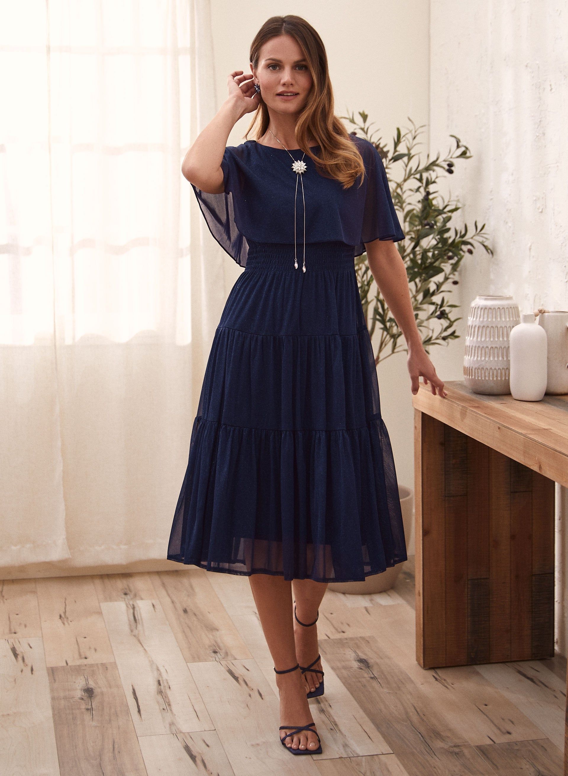 Glitter Chiffon Capelet Dress sold by Laura product image thumbnail 4