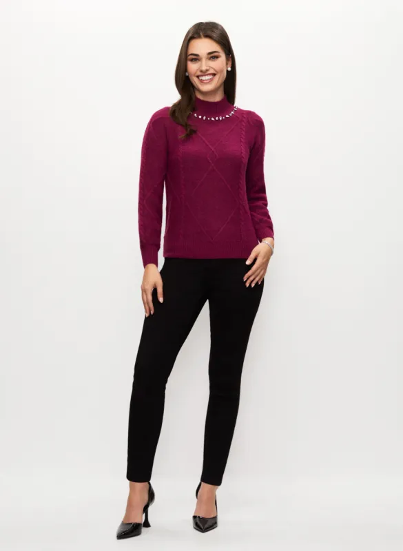 Rhinestone Detail Sweater & Pull-On Slim Leg Jeans sold by Laura