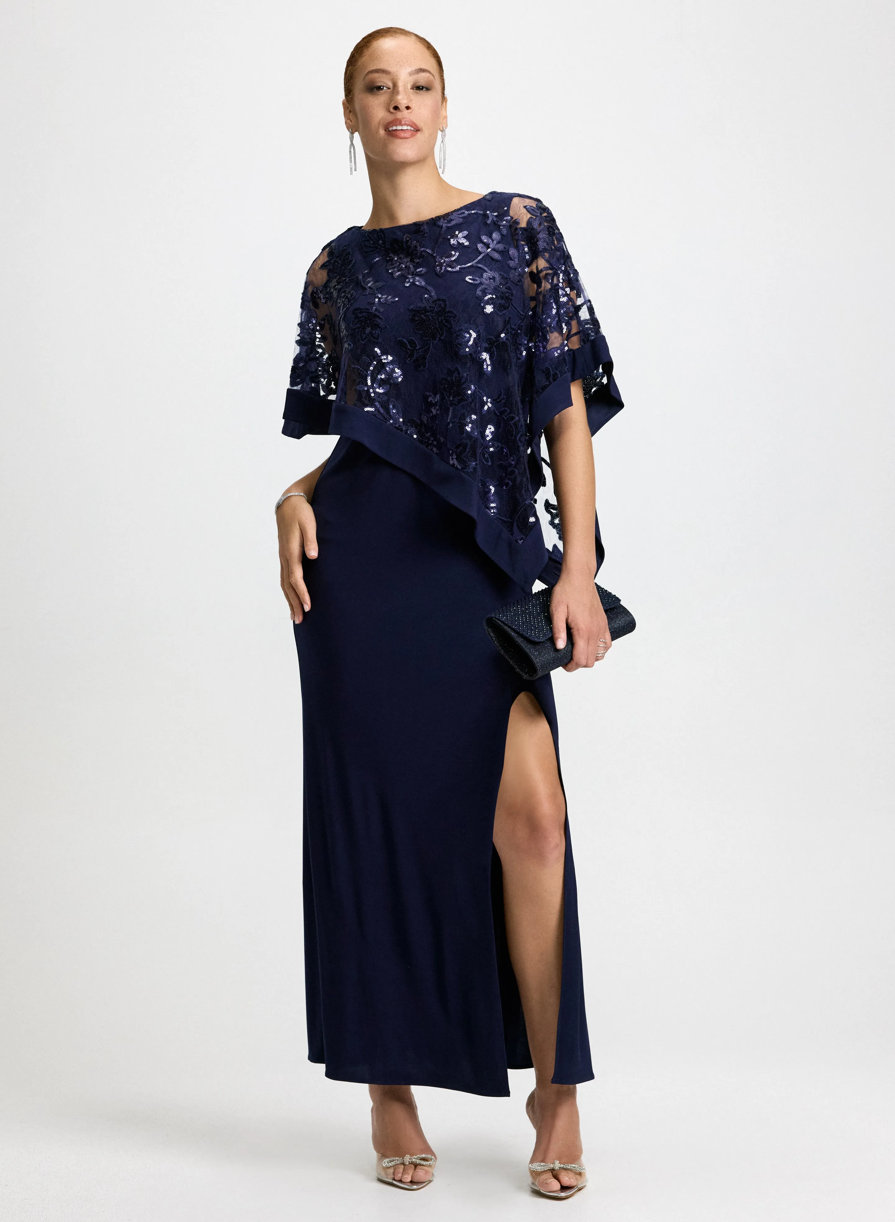 Sequined Poncho Slit Dress sold by Laura